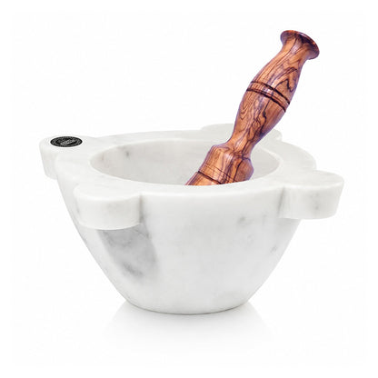 Mortier en Marbre Blanc de Carrare - Modèle Génois - 20 cm