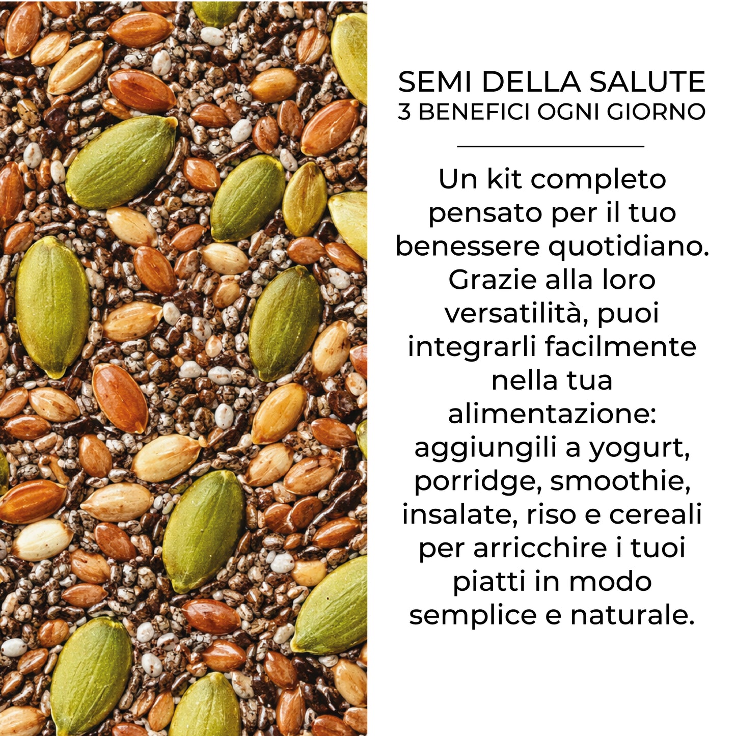 Mélange de graines saines 3 en 1 – Graines de chia, de lin et de citrouille