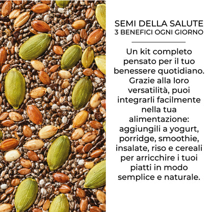 Mélange de graines saines 3 en 1 – Graines de chia, de lin et de citrouille