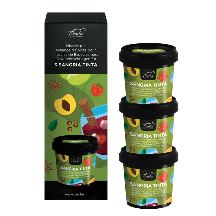 Sangria Tinta Bembo – 3 Preparati Completi – 1 Vasetto per 1 Litro di Vino Rosso