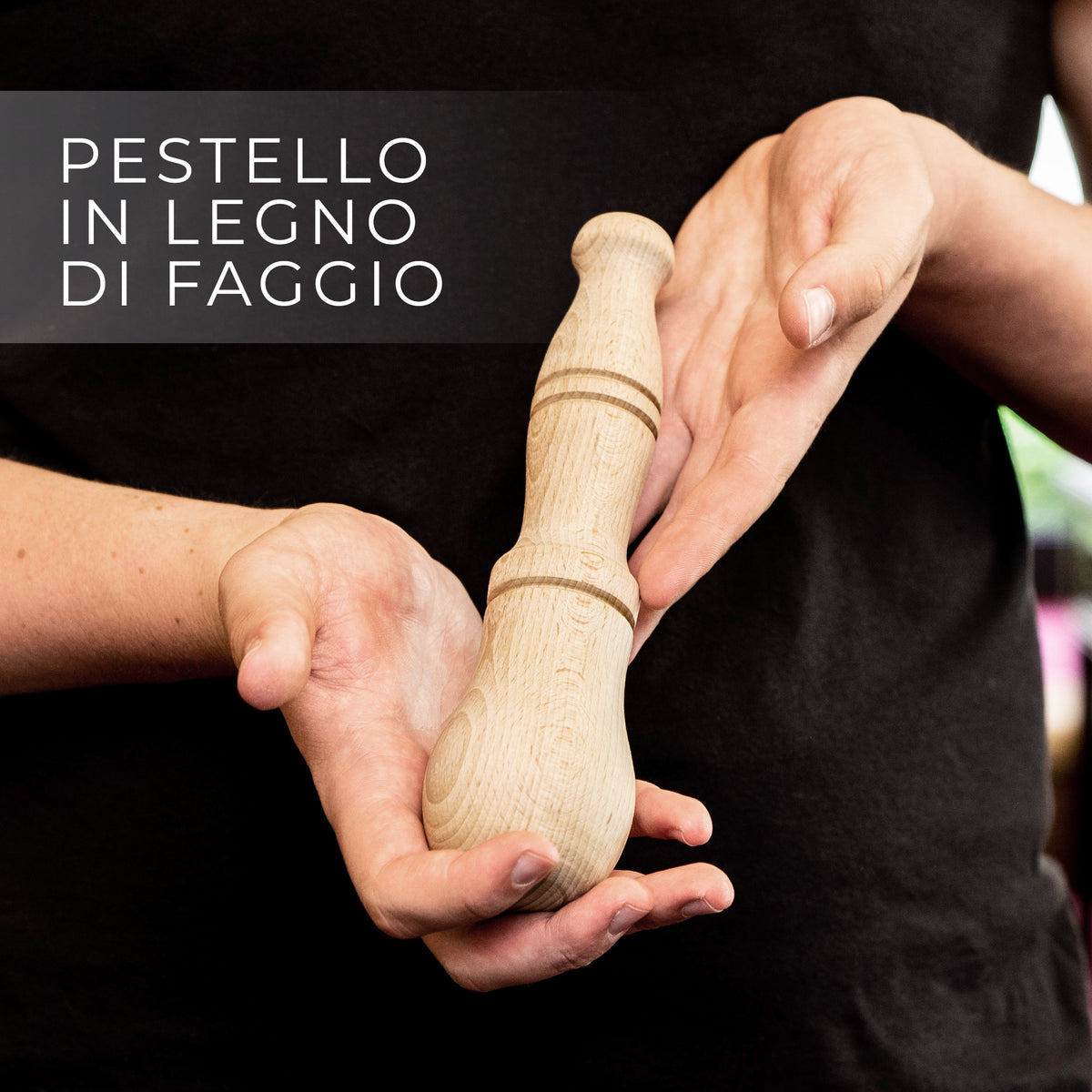 Pestello in legno di faggio del mortaio in marmo di Carrara Bembo